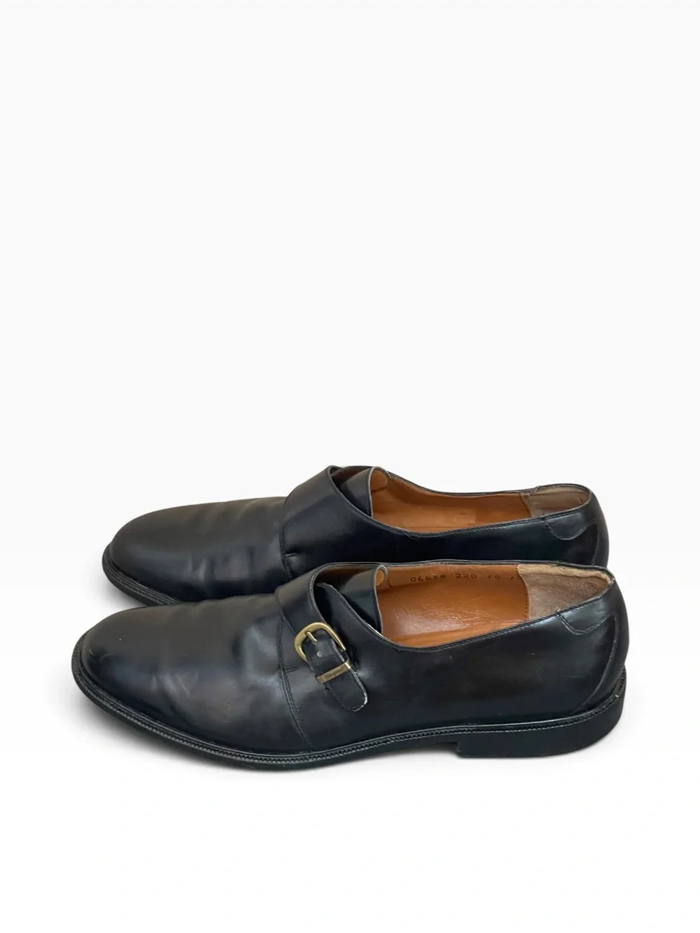 Salvatore Ferragamo Vintage Mens Black Leather Single Monk Strap Dress Shoes 10D